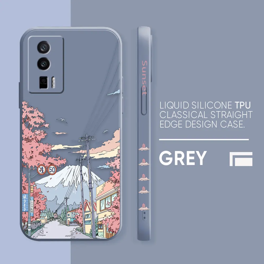 thumbnail image 1 of Case For Redmi K60E K50 K40S K40 K30 K20 10C 9 8A 8 10 Pro 4G 5G Colour Simple Liquid silicone Case Sunset Maple Snow Mountains, 1 of 5