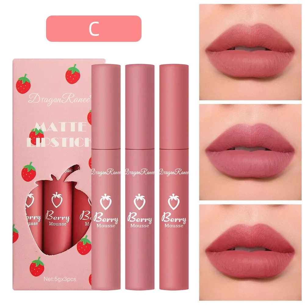 thumbnail image 1 of Matte Velvet Strawberry Lip Gloss Lipstick Set Non-stick Cup Not Easy To Fade Long Lasting Lip Glaze Lipstick Makeup Cosmetics, 1 of 5