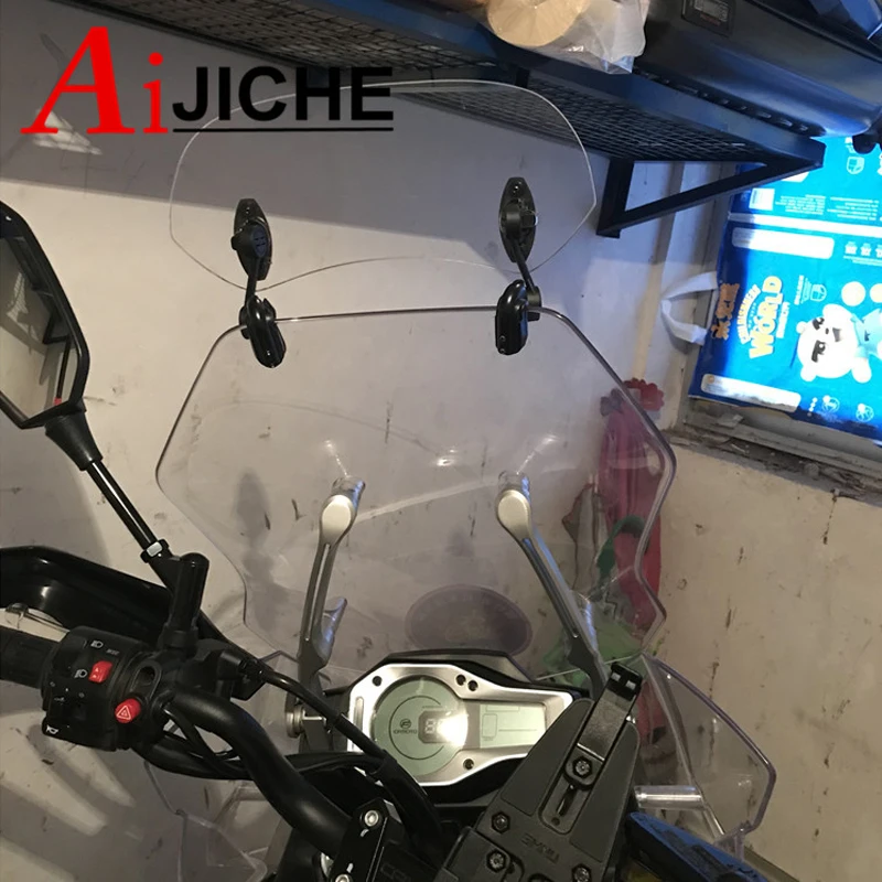 Universal Motorcycle Scooter Adjustable Clip On Windscreen Windshield Extension Spoiler Wind Deflector Adjustable Lockable