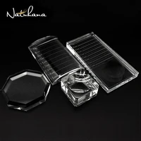 False Eyelashes Extensions Crystal Glass Adhesive Glue Pallet U Curved / Straight Stand Pallet Holder Transparent Glue Tray 1