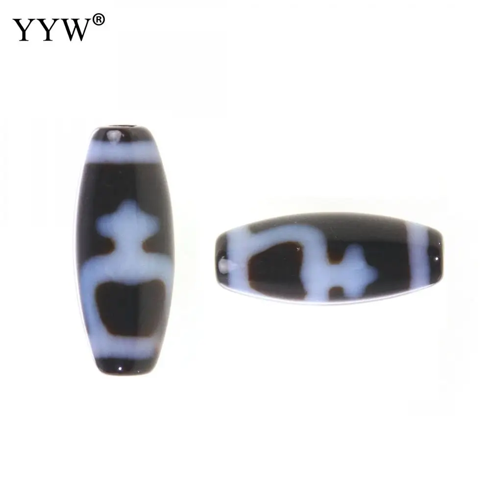 1pc 20x8mm Natural Tibetan Agated Onyx Dzi Beads Oval Chalcedony Bead Healing Jewelry For Making DIY Necklace Bracelet Bead