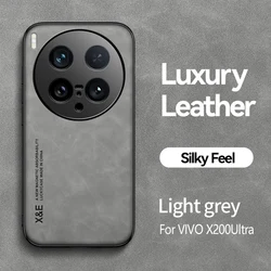 Enhanced Retro Magnetic Suede Leather Shockproof Matte Silicone Soft Case for Vivo X200 Pro (Light Gery)
