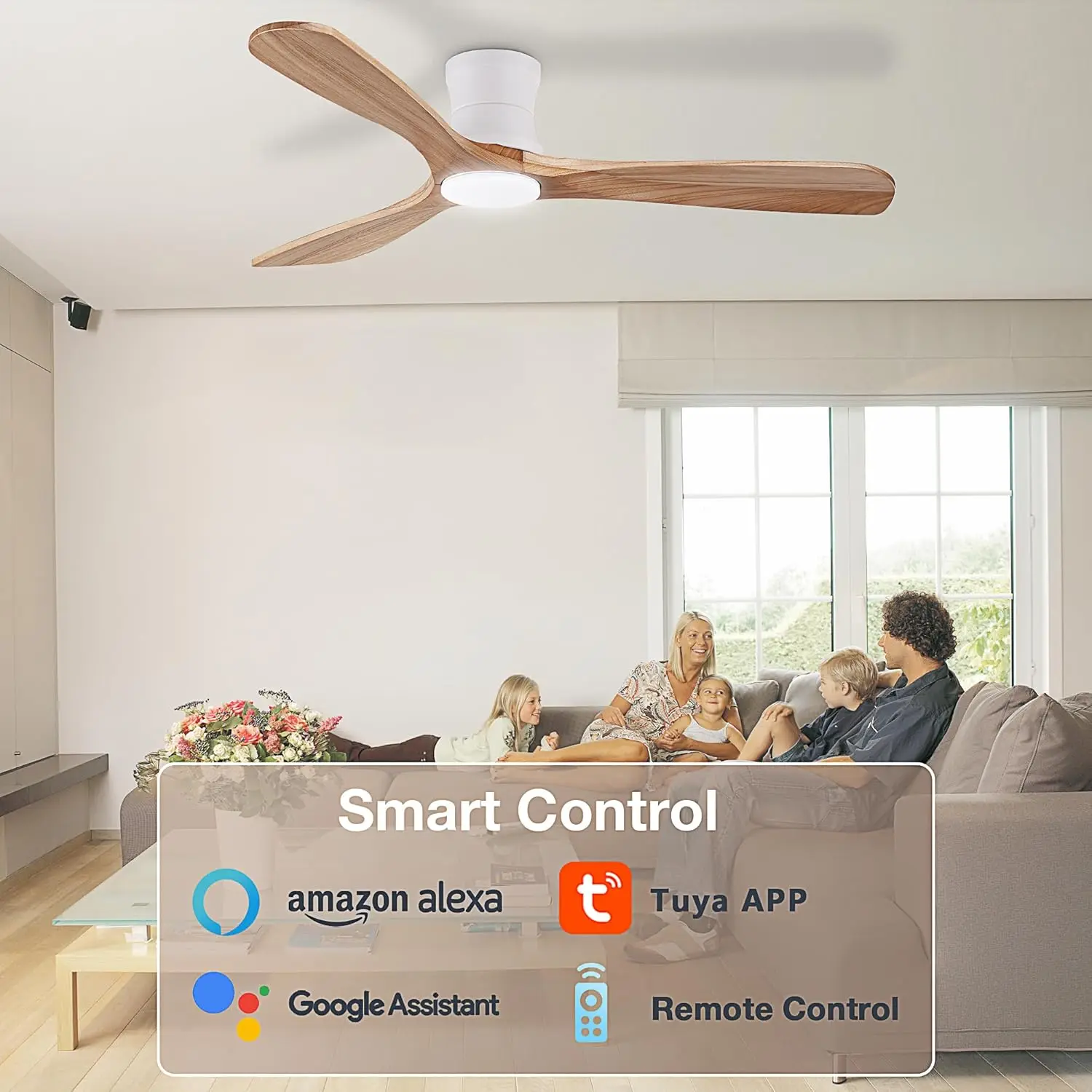 Ceiling Fans with Lights and Remote,Quiet DC Motor,Outdoor Indoor Ultra Low Profile Ceiling Fan works