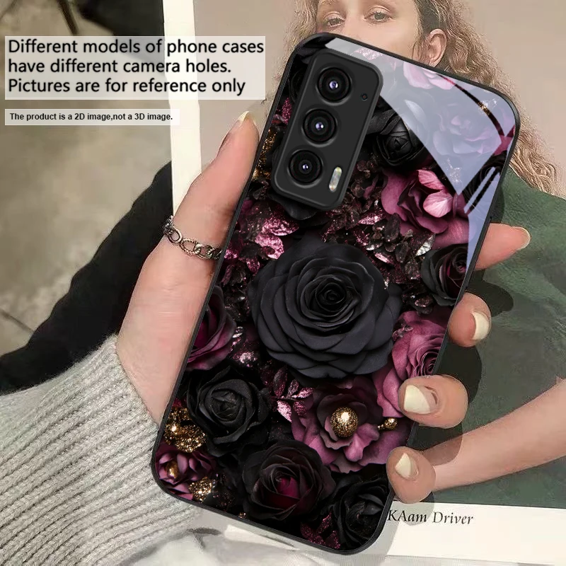 Wine Red Floral Petals Glass Phone Case