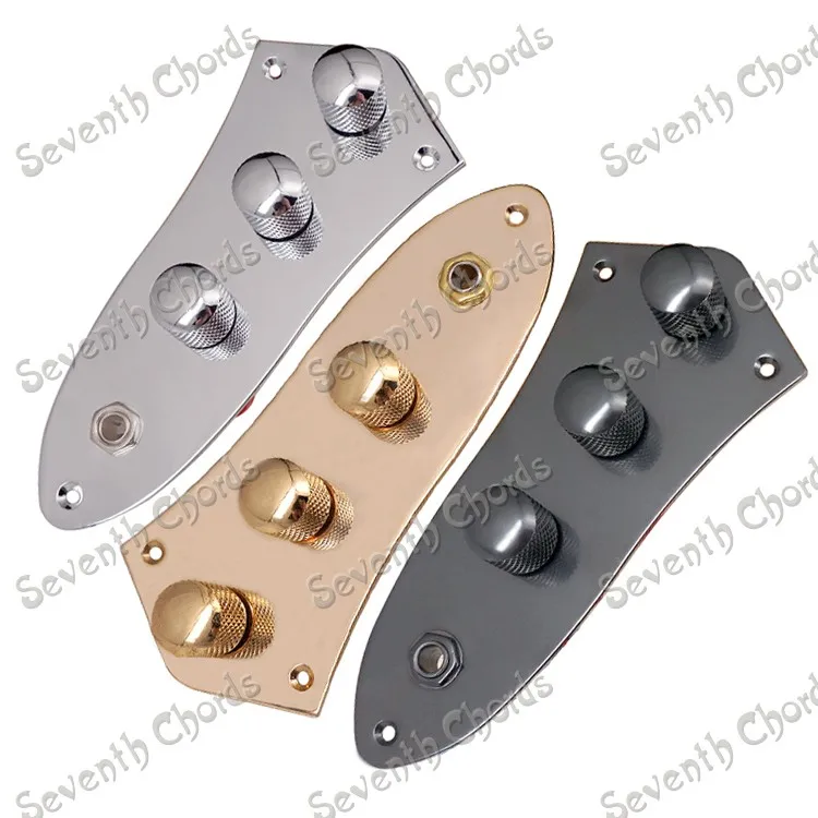 A Set  Wired Loaded Prewired Control Plate Harness Assembly  Knobs And Jack For Jb Jazz  Electric Bass - Chrome  & Black & Gold