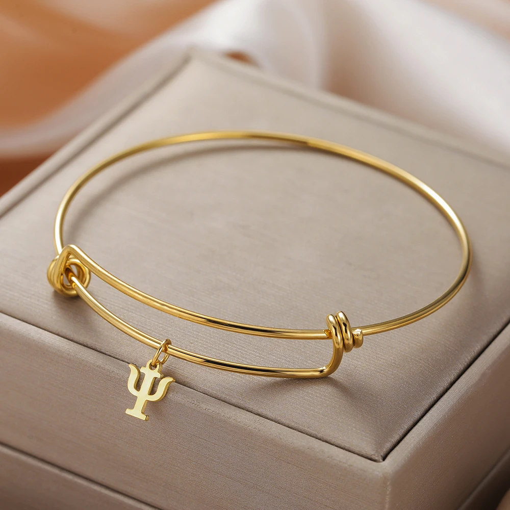 Dawapara Griechischer Buchstabe Psi Symbol Charm Verstellbarer Armreif Psychologe Geschenk Abschlussgeschenk Edelstahlarmband – Detail 7