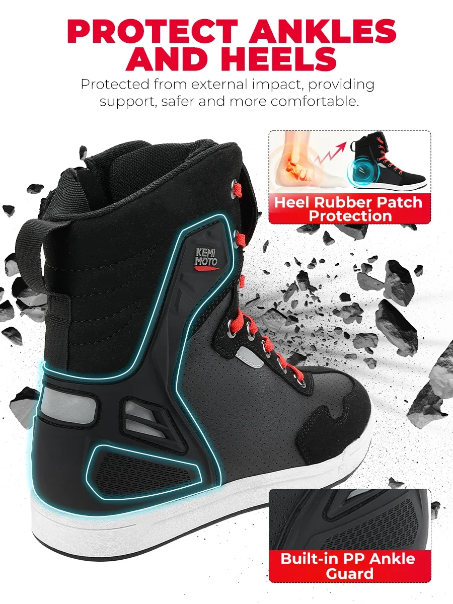 Motorcycle Shoes Motorcycle Boots Motorcycle Riding Shoes Men Daily Riding Casual Short Boots Anti-collision Reflective Protection Durable Equipments Moto Gear