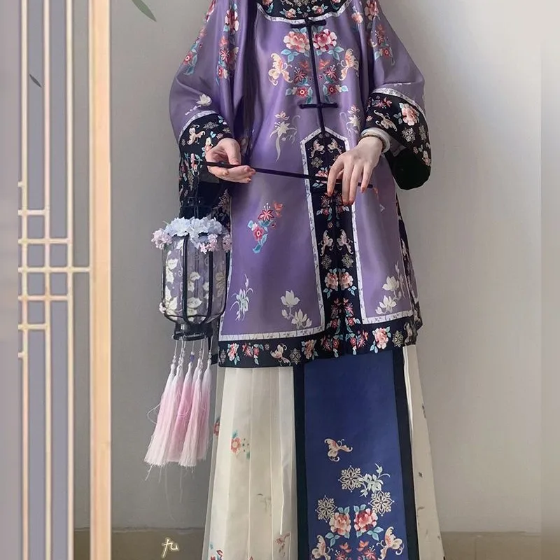 

Women's Ruyi Qing Han Cardigan round Neck Retro Style Antique Clothing Heavy-Duty Printing