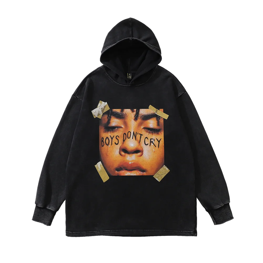 

Men Harajuku Sweatshirt Hoodie Portrait Tears Graphic Printed Hoodie Hip Hop Washed Sweatshirt Oversize Men Cotton Streetwear