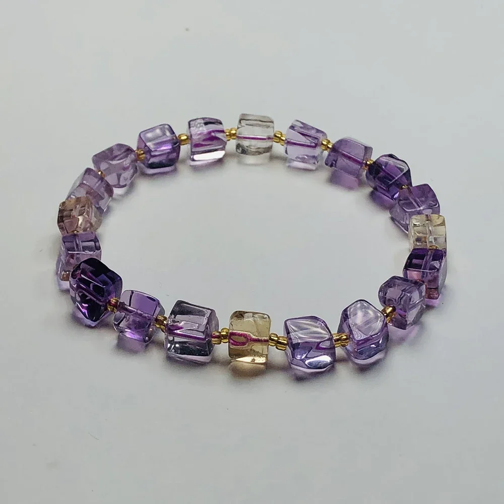 Bangle Jewelry Natural gemstone natural amethyst citrine shape cube bracelet fashionable women's hand link natural stone bracelet