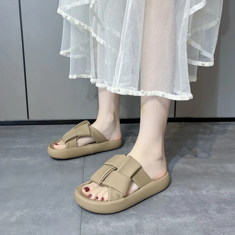 2023 Shoes Woman Summer Sandals Ladies Open Toe Casual Shoes Women Soft Platform Flat Sandals Female Low Heels Beach Slippers