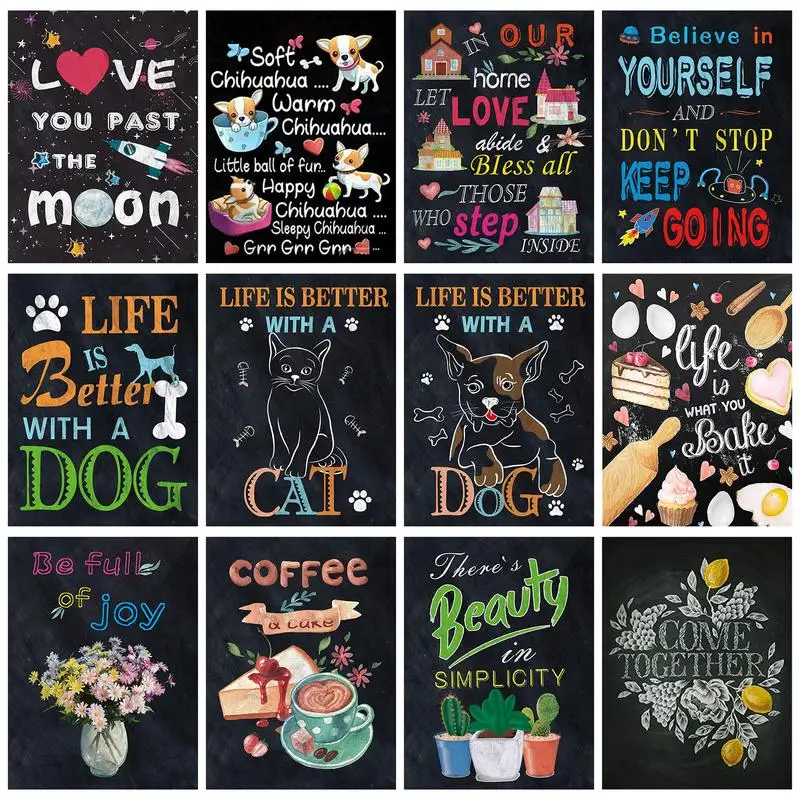 

CHENISTORY Diy Painting By Numbers Food Letters Plants Poster Decorative Paintings Gifts For Adult Handpainted Easy For Beginner