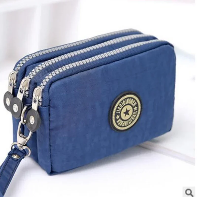 New Fashion Big Capacity Women Wallet Make-up Bag Coin Purse Mini Bag with Three Zipped Portable Women Wallets Phone Pouch 3