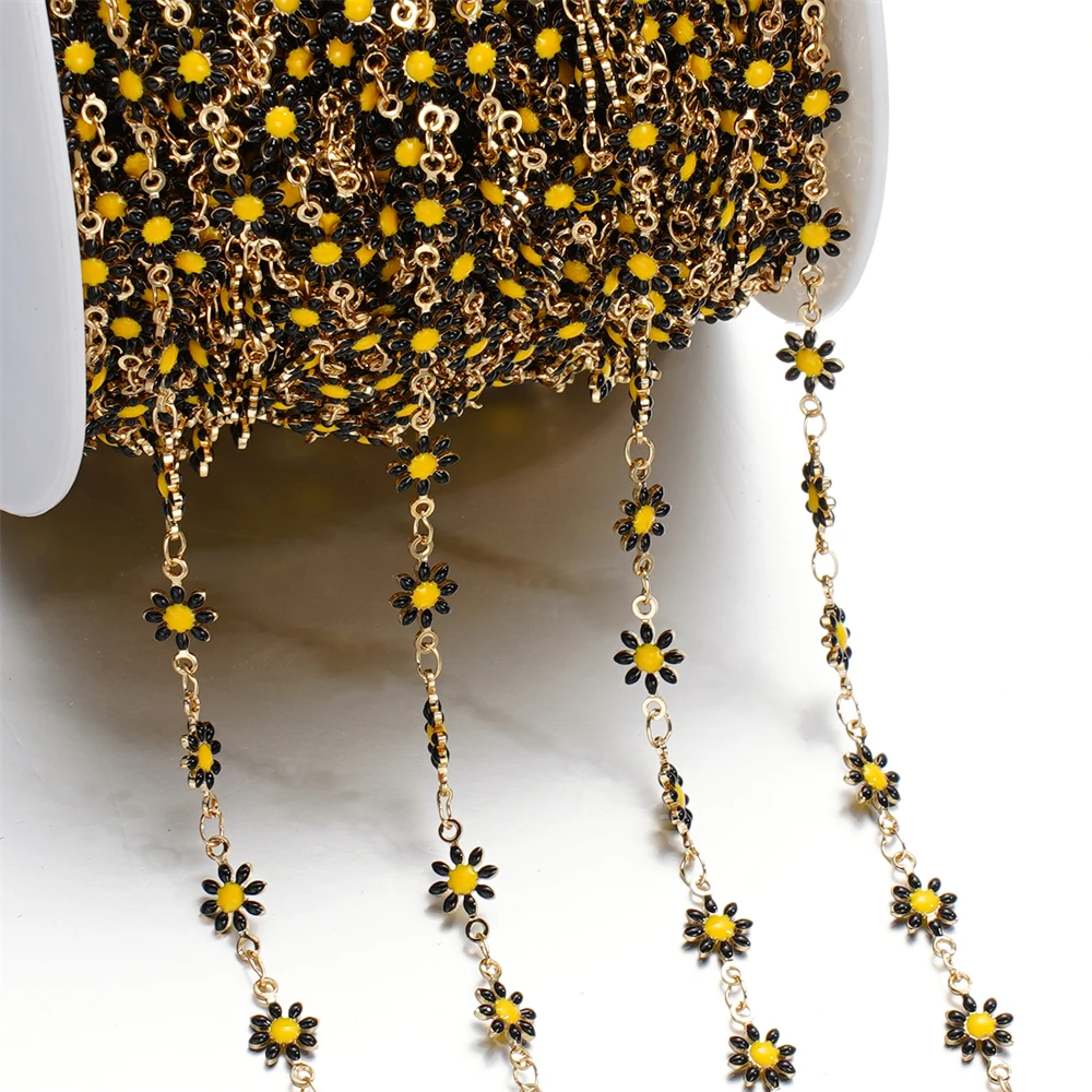 1 meter/los bunte kleine Gänseblümchen Kupfer kette Armband Halskette Kette für DIY Fußkettchen Ergebnisse Schmuck herstellung Zubehör – Detail 5