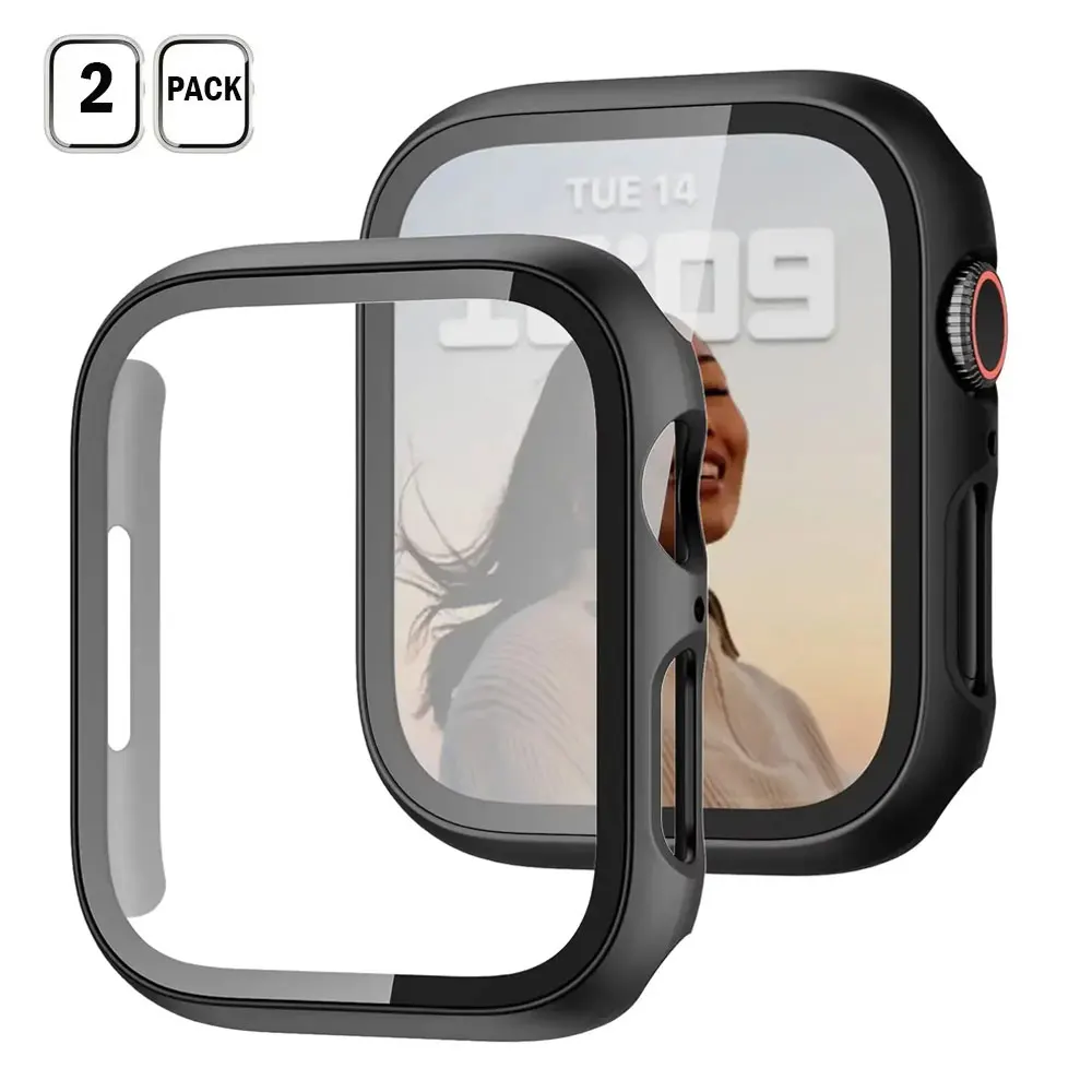 Premium Glass Screen Protector and Bumper Cover Set for Smartwatches (2-Pack)