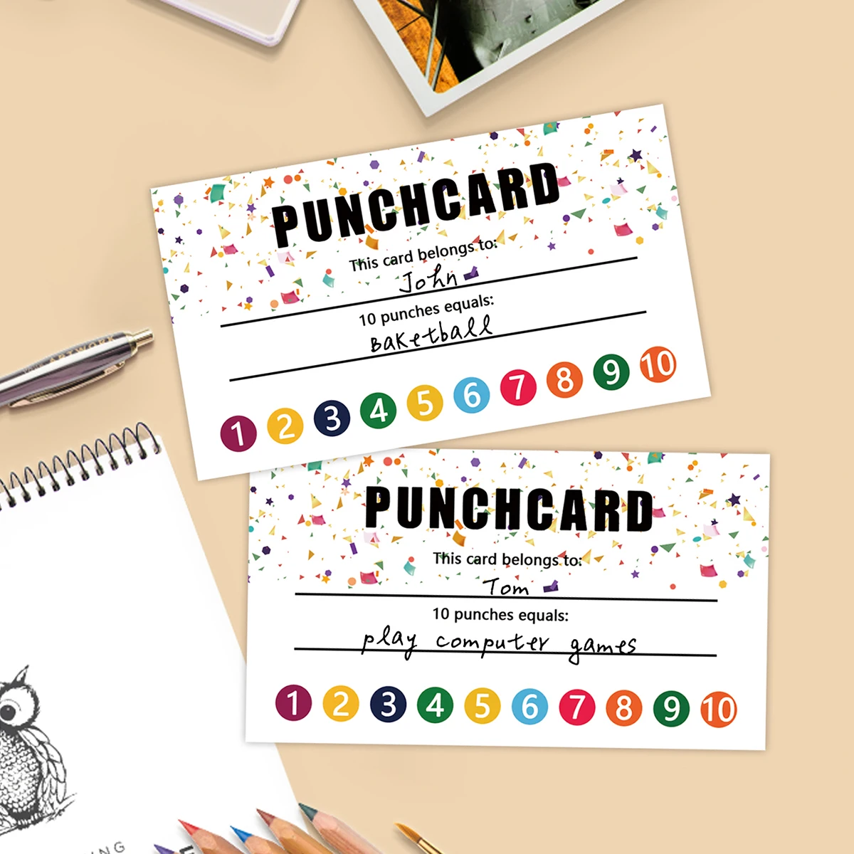 Custom Cards Mini Greeting Cards 50pcs Punch Cards My Reward Cards Classroom Student Home Behavior Incentive Decor Motivational Cute Cards Holiday Accessory