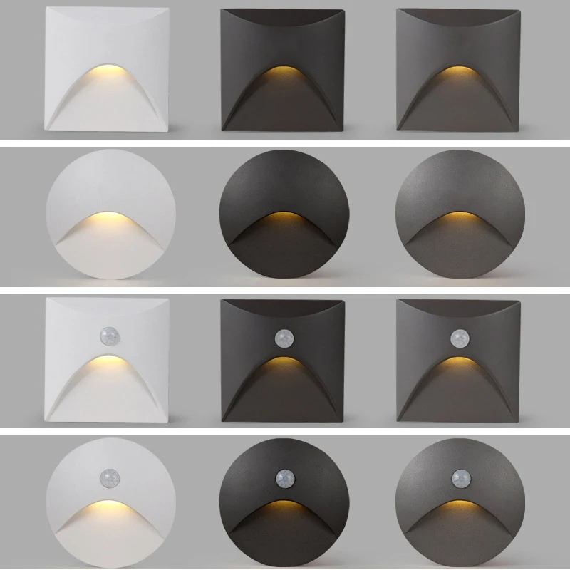 3W 계단 조명 실내 모션 센서 단계 조명 통로 복도 센서 야간 조명 AC85-265V 방수 IP65 벽 조명