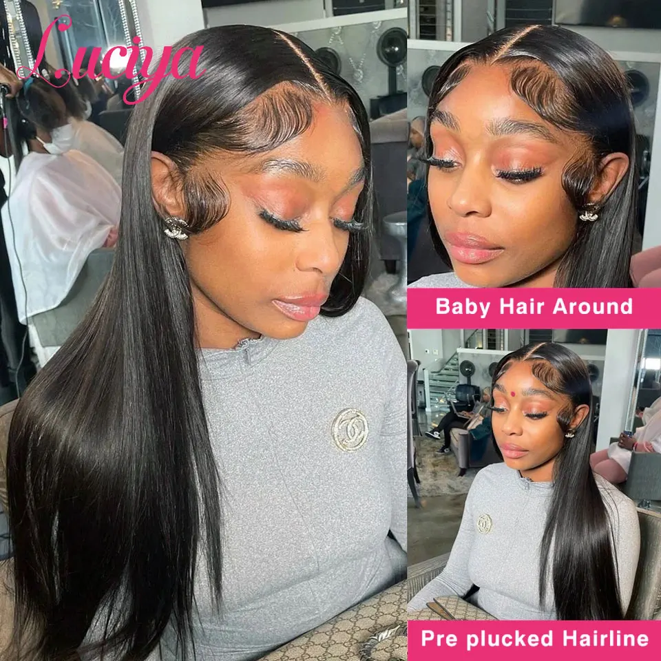 Straight 180 Density 13x4/13x6 Lace Front Human Hair Wigs Brazilian HD Transparent 4x4/5x5 Lace Closure Wig for Women PrePlucked