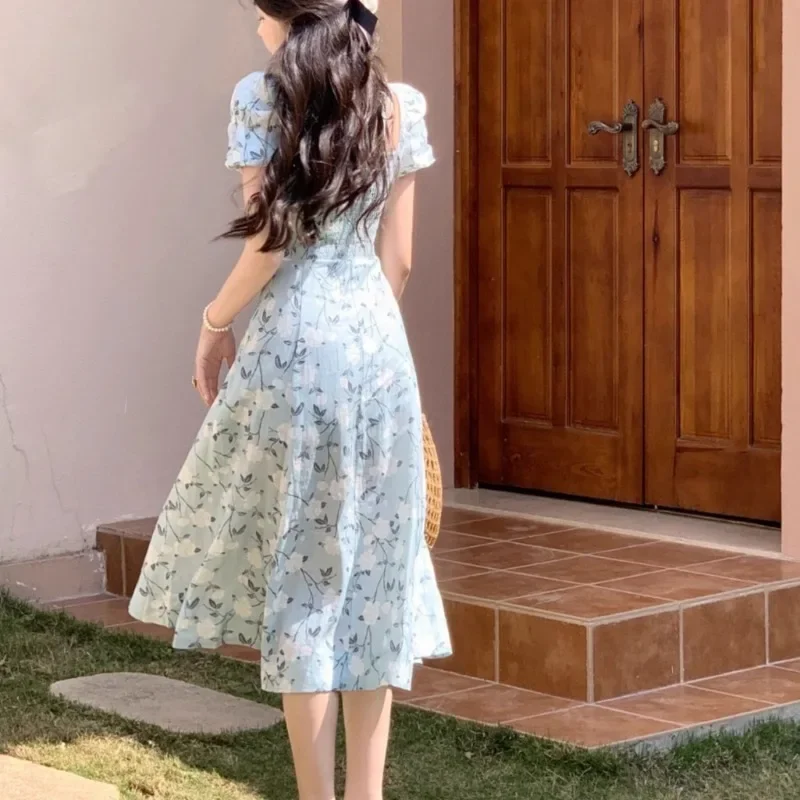 ワンピース rSunflower-Printed Midi Dress Women Elegant Bodycon Midi Dress Floral Print Sleeveless