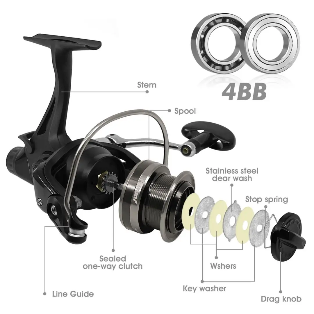 Frwanf 더블 브레이크 디자인 낚시 릴 8KG 최대 드래그 4BB 4000-5000H, CNC 알루미늄 왼쪽/오른쪽 교체 가능한 낚시 휠