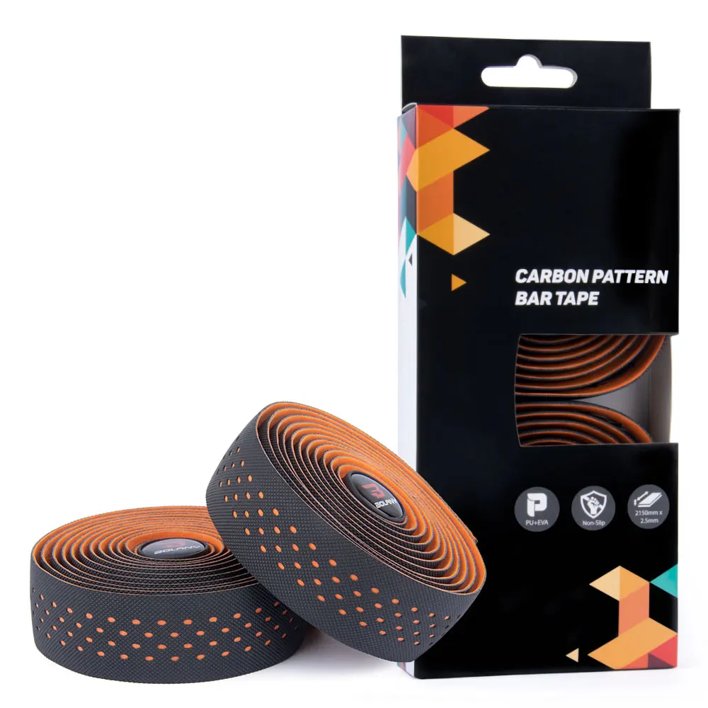 Road Bike Punch Handlebar Tape Wrap Shockproof Anti-slip With Adhesive Back With Bar Plugs Bicycle Cycling Accessories bike handlebar tape