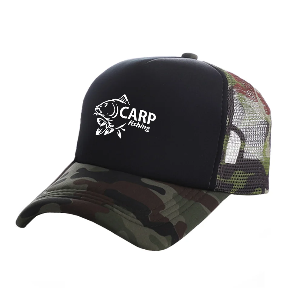 Carp Fish Trucker Caps Men Funny Fishing Printing Hat Baseball Cap Cool Summer Unisex Mesh Net Caps MZ-169_voghion.com