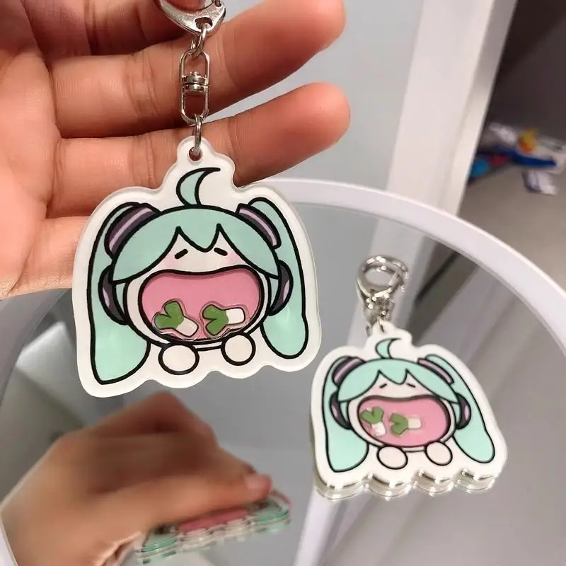 Cute 5cm Hatsune Miku Acrylic Keychain with Rocking Pendant - Perfect Birthday Gift