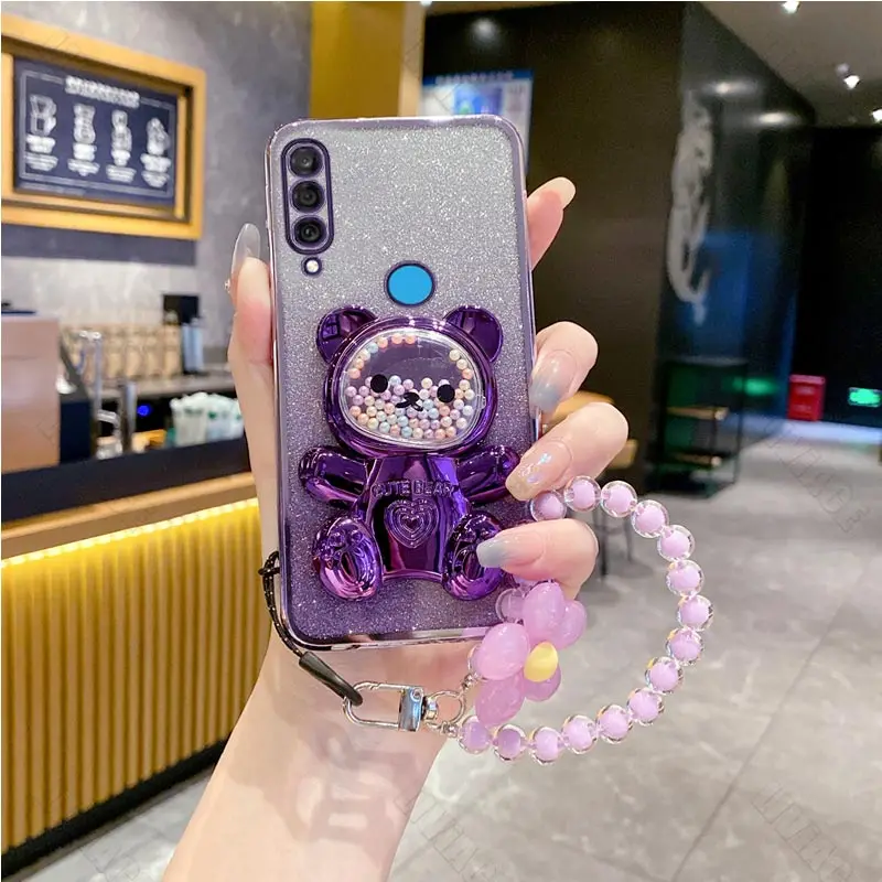 Floral Bear Strap Phone Holder Case with Stand - Universal Fit