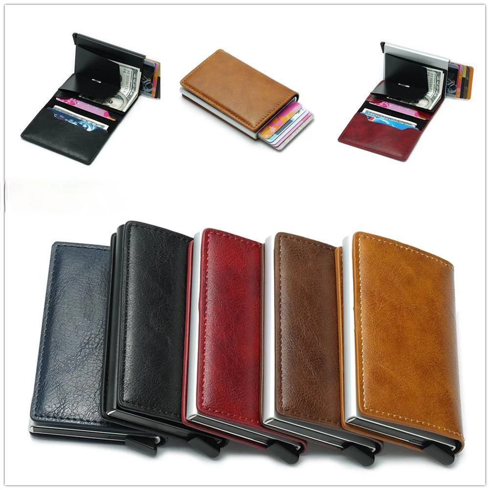 Card Wallet Holders Aluminum Metal Credit Business Mini Card Wallet Carbon Fiber Cardholder Man Women Smart Wallet Business Card Holder Rfid