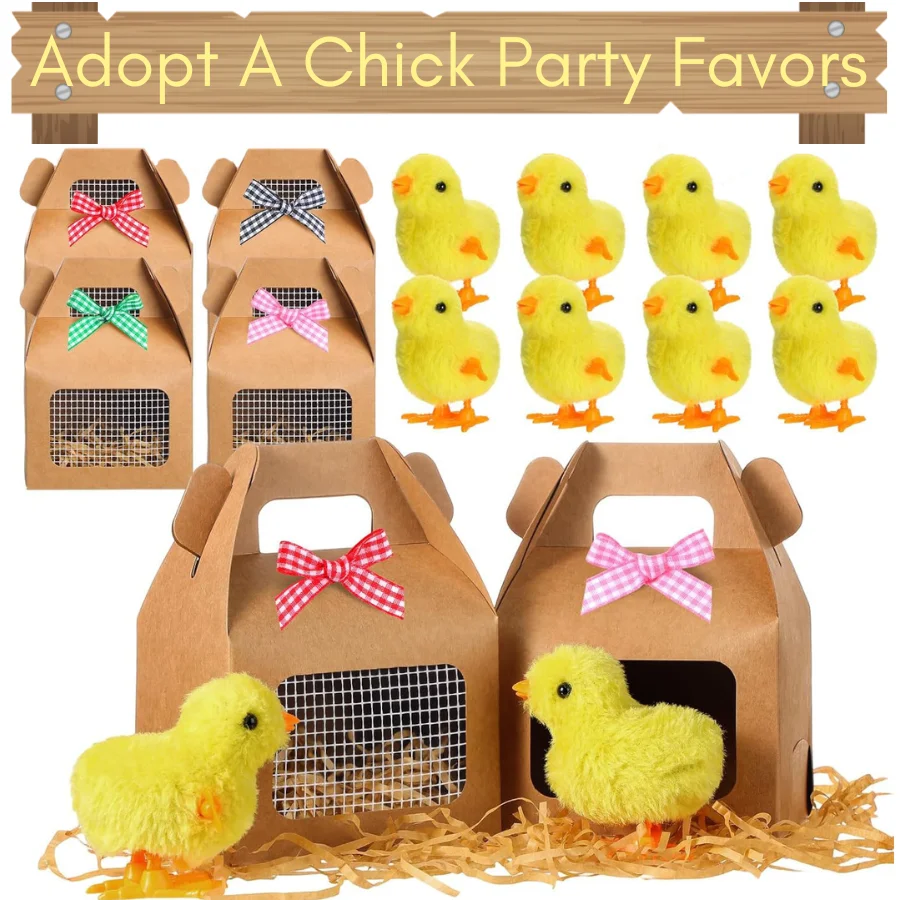 Pollitos de peluche a cuerda para decoración cumpleaños granja_voghion.com