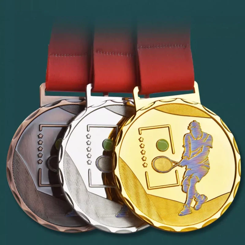Customized Metal Tennis Medal, Gold, silver, copper, Children's Reward Sports Meeting Match, Hanging Around the Neck Decor, 1Pc