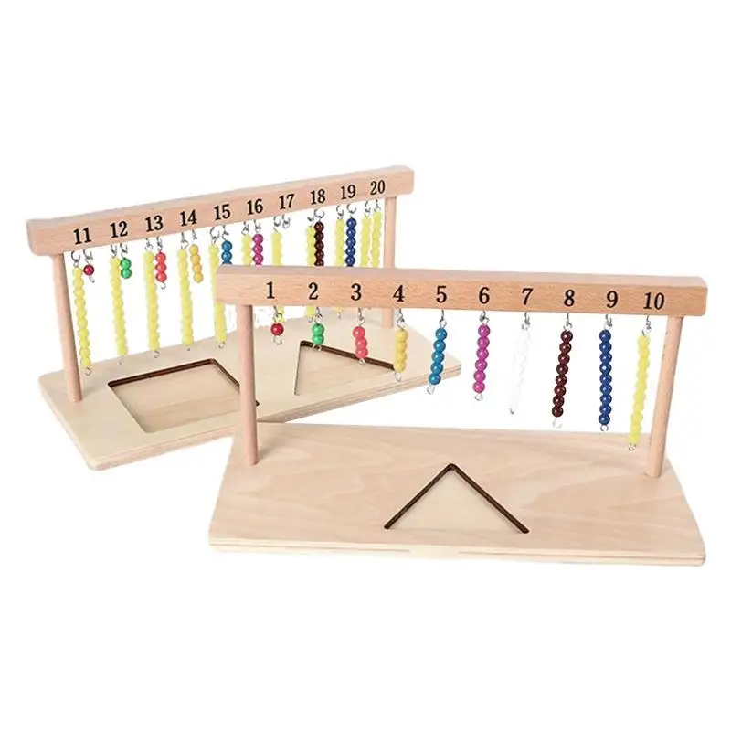 

Color Beads Stairs Sturdy And Durable Wooden 1-20 Beaded Rack Easy To Use Color Beaded Math Training Toy For Kids