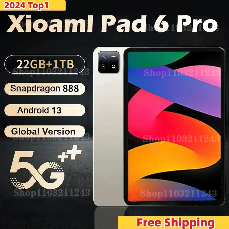 

2024 Global Version Pad 6Pro 4K 11inch HD Android13.0 Original Tablet PC 16GB+1TB Snapdragon 888 5G Dual SIM Card or WIF Tab