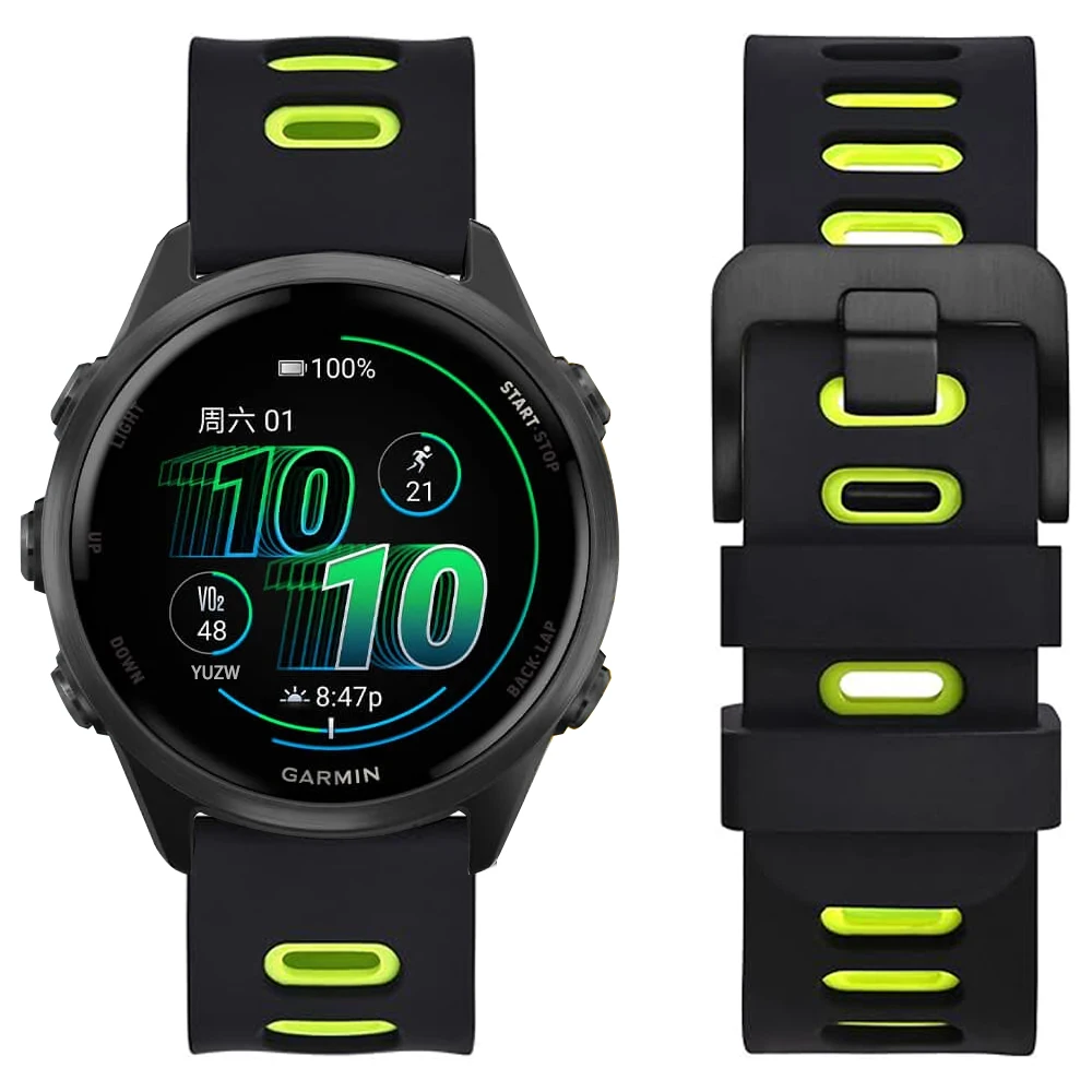 Two-Tone Silicone Sports Watch Strap Bracelet, 20mm/22mm