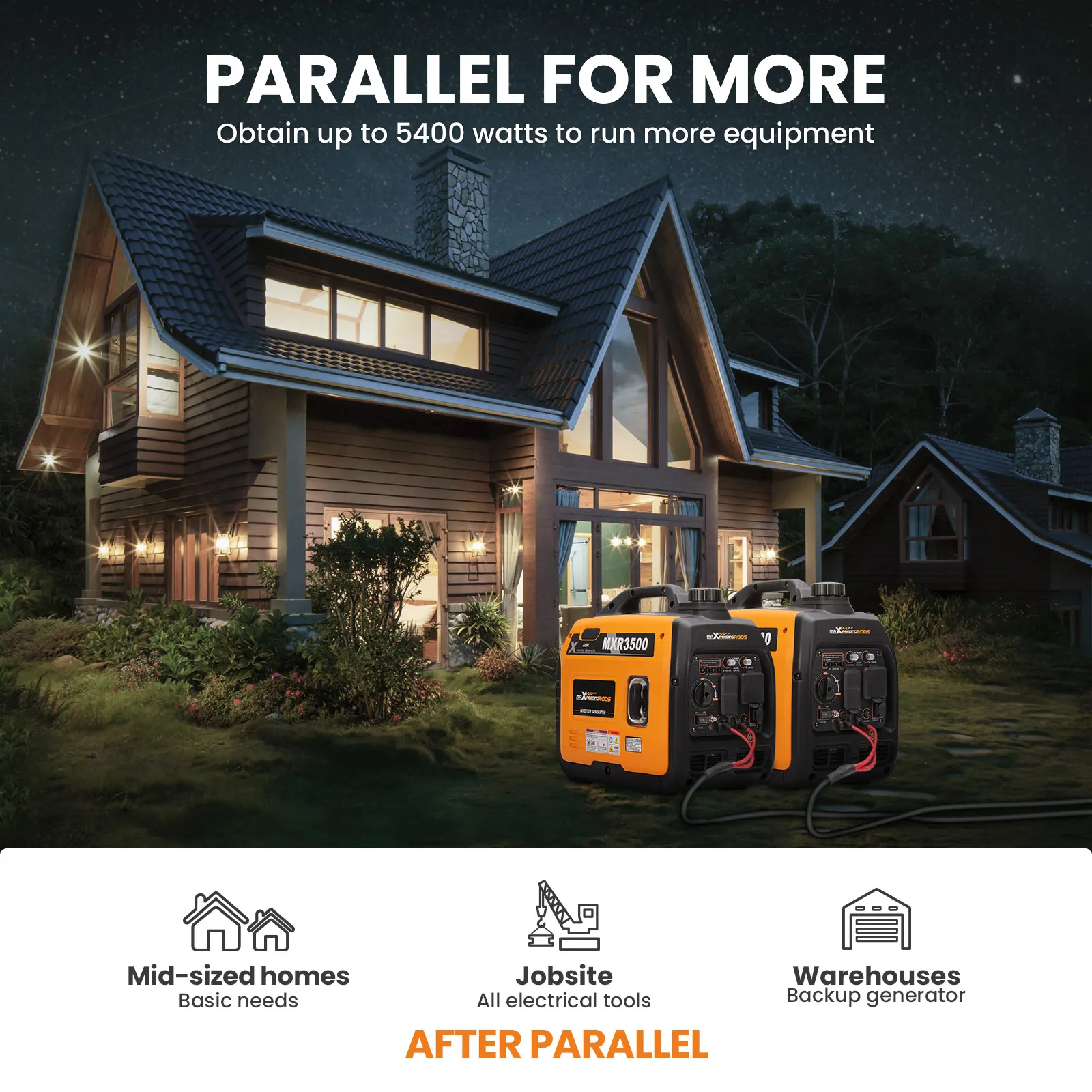 Description Picture 5 of item3500W Power Station 240V Portable Solar Generator
Battery Power Energy Power Camping Pure Sine Wave Gasoline Power 8.3h