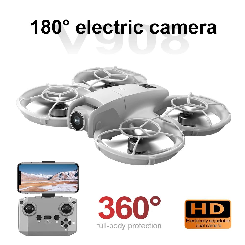 Drone V908 8K avec caméra HD, moteur sans balais et positionnement optique en action dans un parc