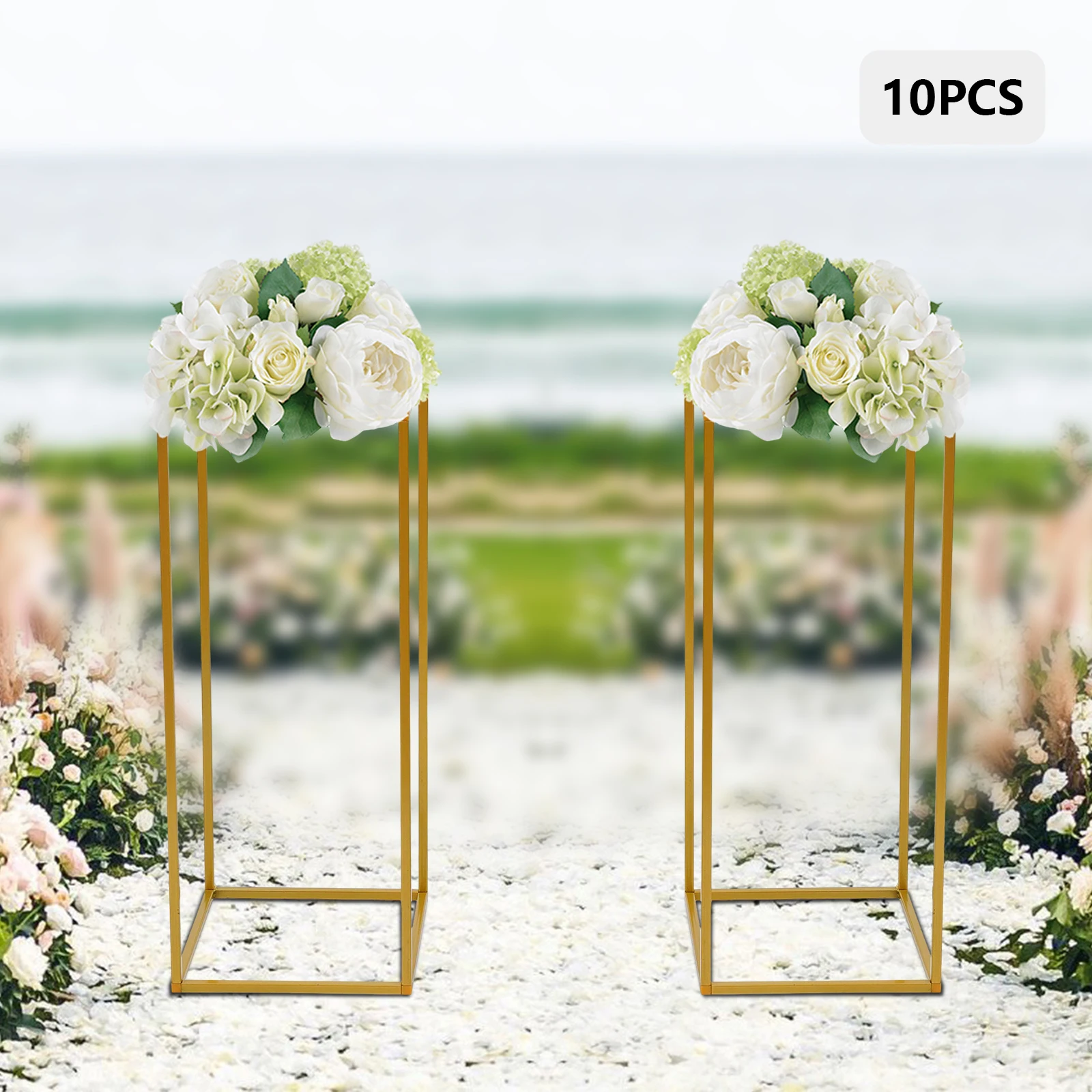 10Pcs Flower Stand Wedding Column 23.6in Tall Gold Metal Wedding Arch for Table Centerpieces Decoration