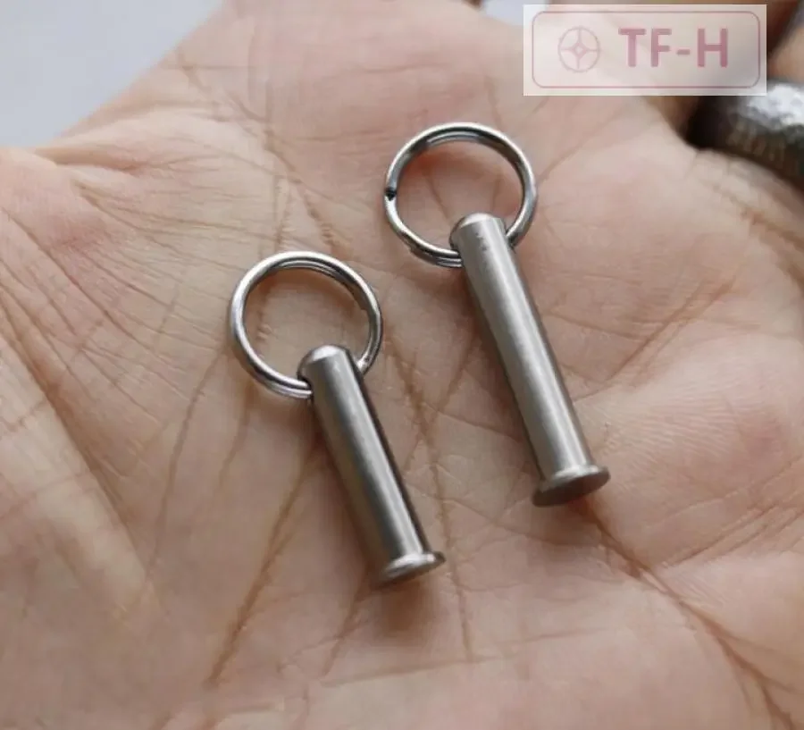 Titan Legierung Einzigen Loch Doppel Ende Loch Pin Messer Anhänger Verbindungsstange DIY Paracord Schnur Reißverschluss Kopf Anhänger Schlüssel Ring Kette