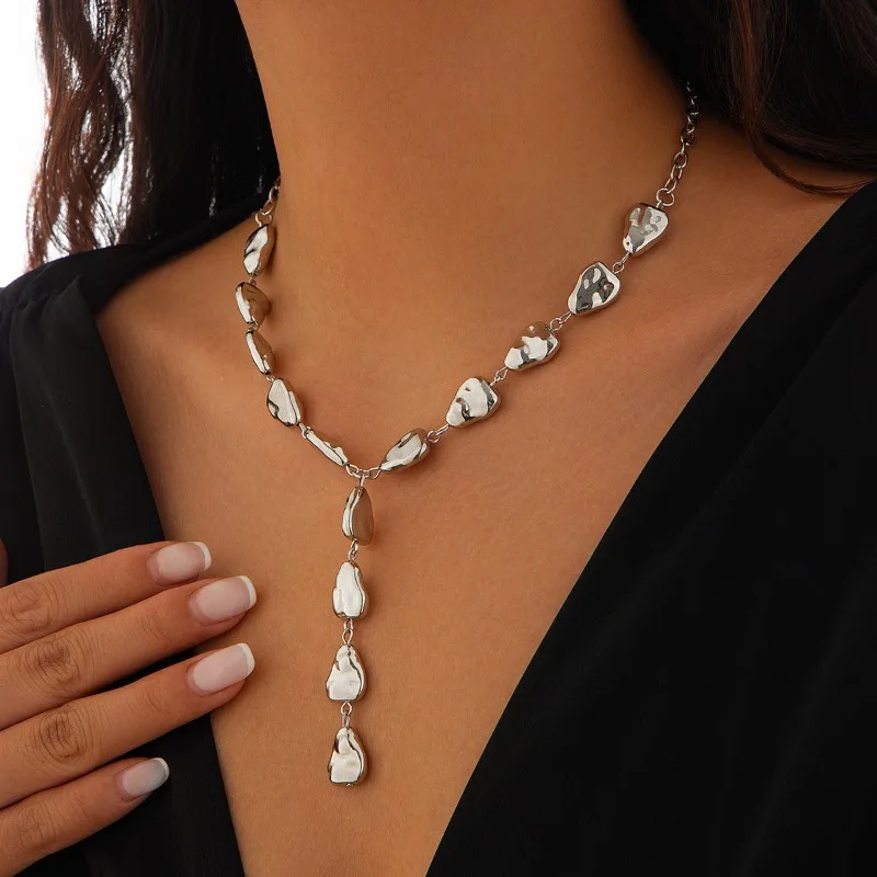 Vintage Irregular Baroque Golden Chain Necklace Women Jewelry Fashion Geometric Pendant Necklace for Women Accessories