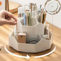 White/Pink Pen Stand 360°Rotatable Pen Holder Large Capacity Desk Pencil Storage Box 9-Grid Stationery Organizer School Office 1