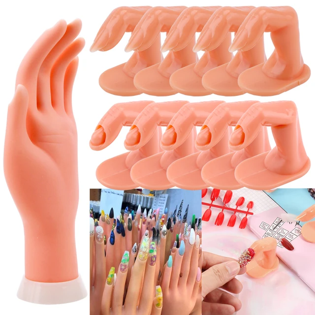 Soft Practice Hand for Nail Art Acrylic UV Gel Training Display Model  Manicure Tools Hand Mannequin for Nails Bendable Fingers - AliExpress