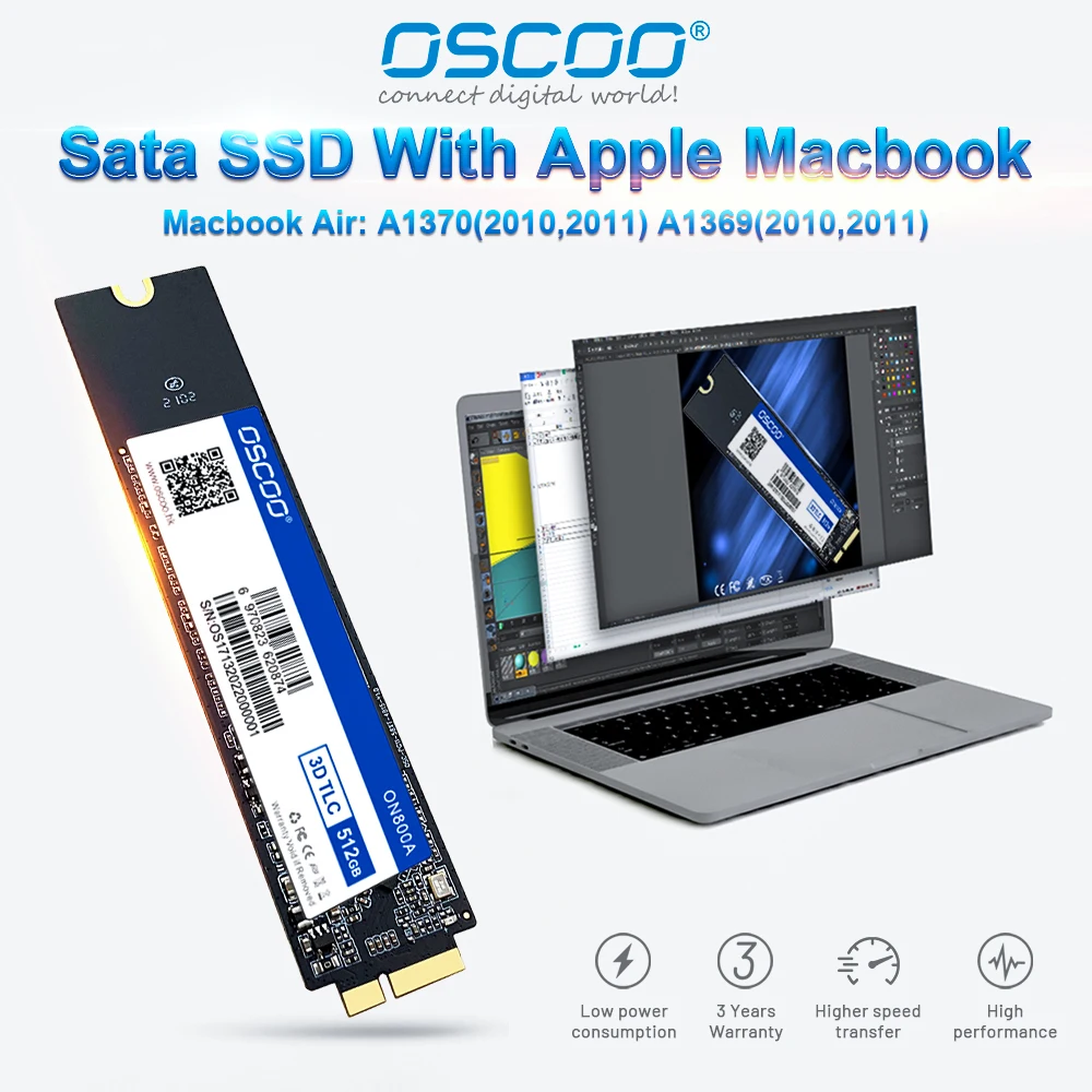 Disco de Estado Sólido Interno para Macbook Air Disco Rígido Atualização de Capacidade Sata3 256gb 512gb 1tb 2010 2011 A1369 A1370 - Imagem 5