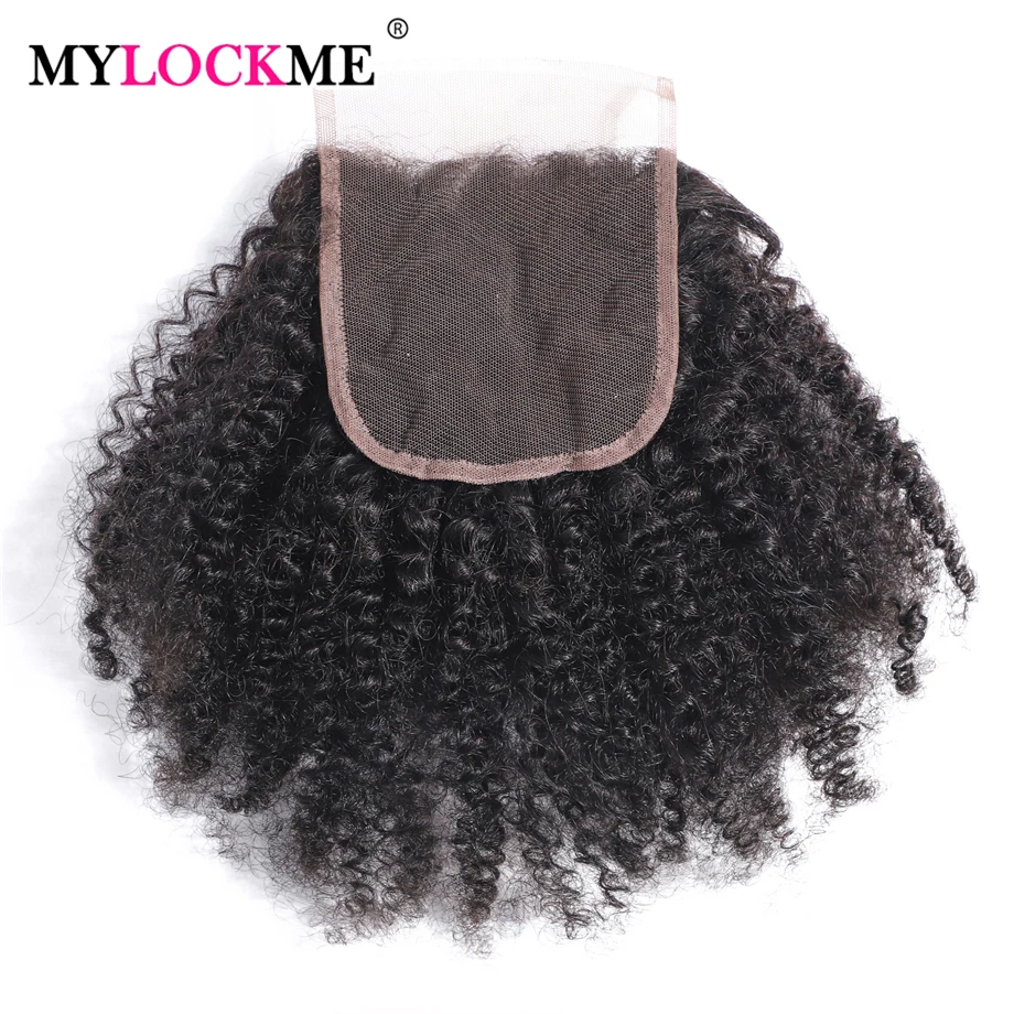 Human Hair Closure Lace Closure Afro Kinky Curly Hair Transparent Lace Closure Brazilian Human Hair Free Part 22Inch Frontal