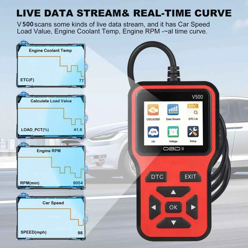 V500 OBD2 Scanner Auto Car Diagnostic Tool with Color Screen Code Reader And ECU Health Inspection Functionality - Image 5