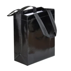 Shiny Colorful Reusable Gift Bag - Non-Woven Eco-Friendly Handbag for Business and Wholesale (15-15 black)