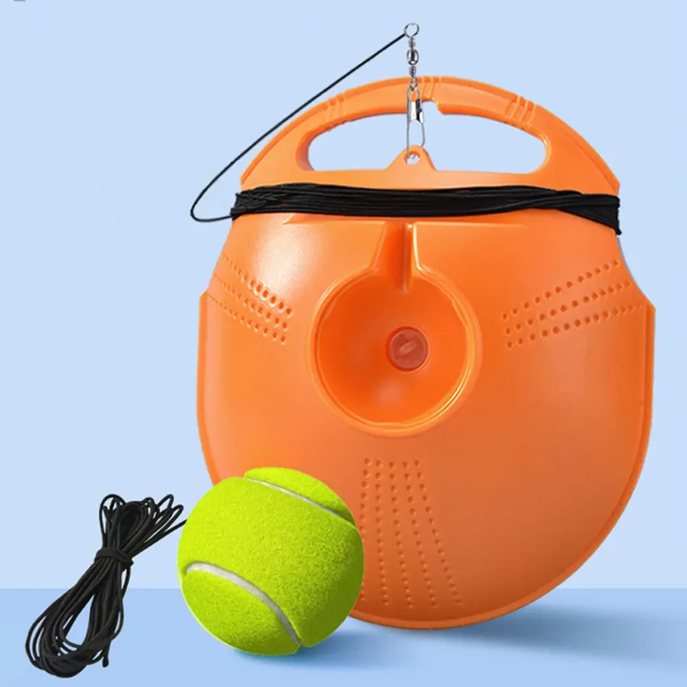 1Set Tennis Exercise Equipment Rebound Ball with Long Elastic Rope Tennis Training Gear Non-slip Base for Adults and Kids