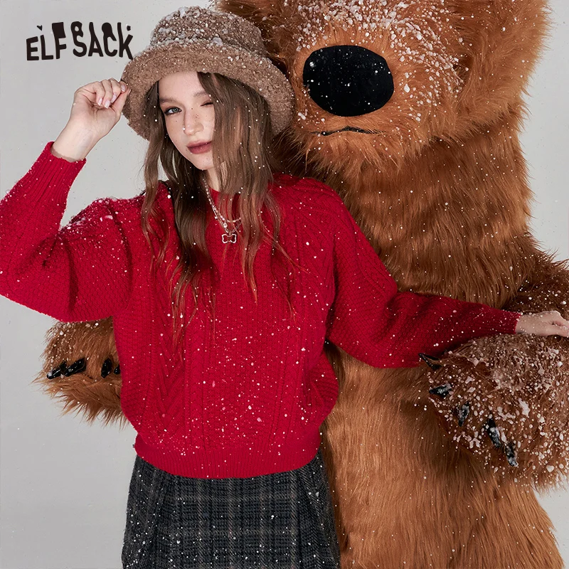 

ELFSACK Christmas New Year Sweater Women 2023 Winter 2000s Retro Tops