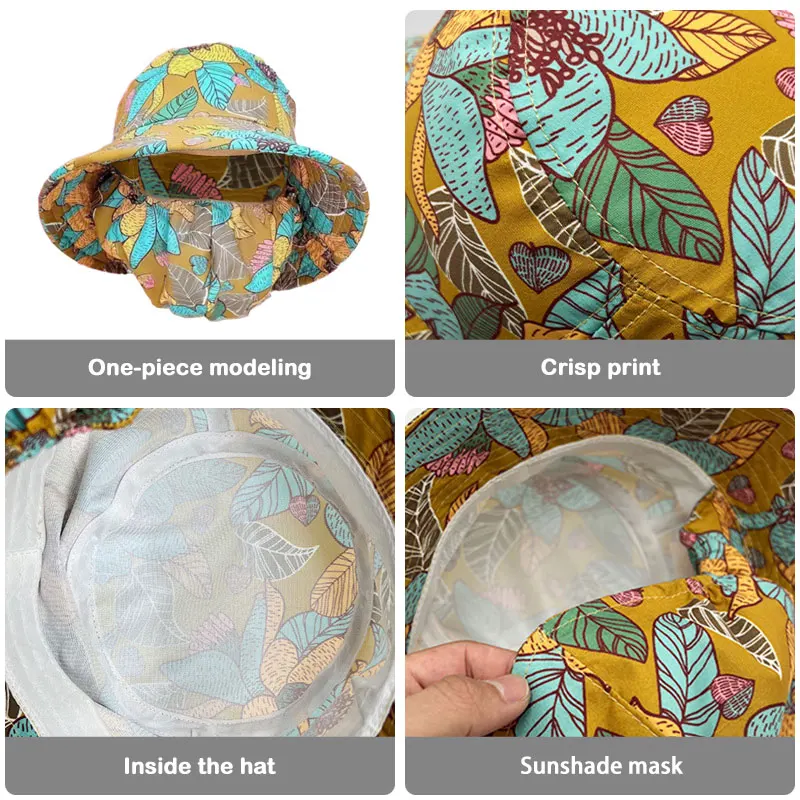 With Mask Agricultural Work Hat Fashion Wide Brim Bucket Hat Fisherman Four Seasons Dust Mask Tea Picking Cap Unisex