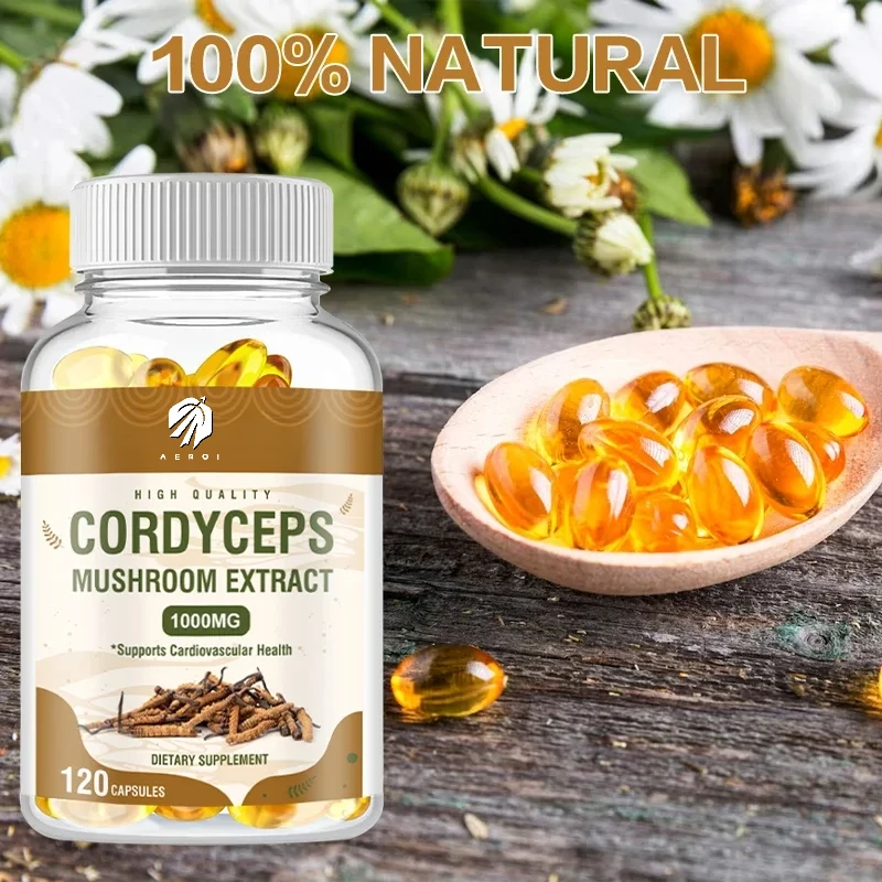 Cordyceps Capsules 1000mg-Helps with Energy, Natural Endurance, Immune & Cardiovascular Health