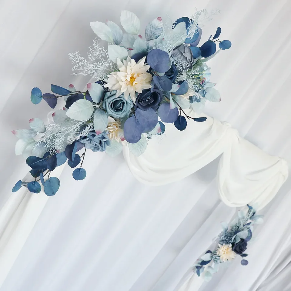 POYHKFD Set di Tre Pezzi di Fiori Artificiali, Kit di Fiori Finti per Arco Nuziale Cartello di Benvenuto Floreale in Seta, Simulazione di Arco Segnali di Benvenuto per Matrimoni Decorazioni(P